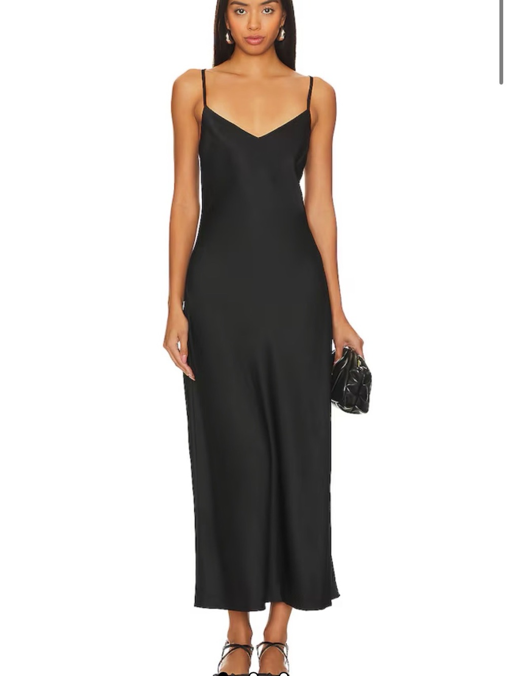 Sanctuary Black Satin Slip Maxi Dress